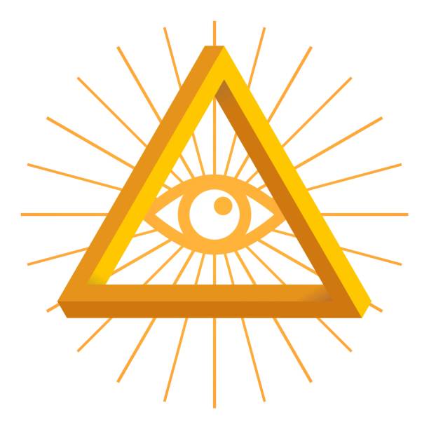 stockillustraties, clipart, cartoons en iconen met allen seeing eye. het symbool van de vrijmetselaars is het oog van god in de driehoek - andrej