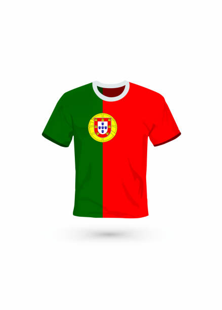 Sport shirt in colors of Portugal flag. Vector illustration for sport, championship and national team, sport game Vector illustration for soccer & football, championship and national team, sport game tシャツ stock illustrations