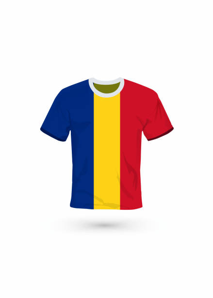 Sport shirt in colors of Romania flag. Vector illustration for sport, championship and national team, sport game Vector illustration for soccer & football, championship and national team, sport game tシャツ stock illustrations