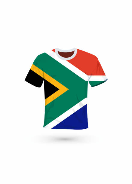 Sport shirt in colors of South Africa flag. Vector illustration for sport, championship and national team, sport game Vector illustration for soccer & football, championship and national team, sport game tシャツ stock illustrations