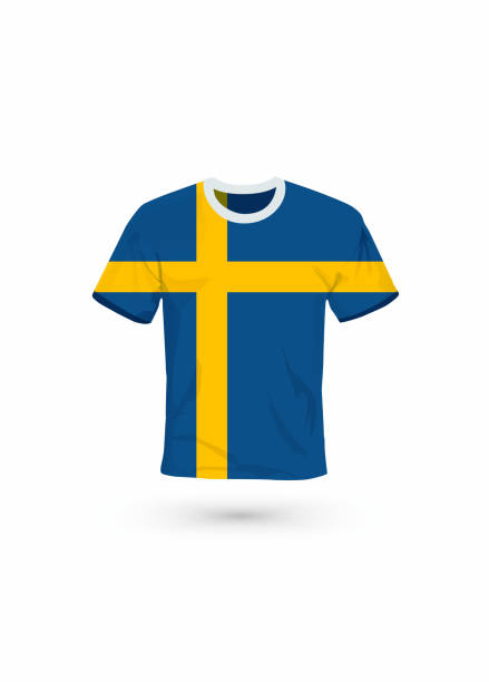 Sport shirt in colors of Sweden flag. Vector illustration for sport, championship and national team, sport game Vector illustration for soccer & football, championship and national team, sport game tシャツ stock illustrations