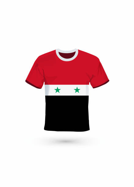 Sport shirt in colors of Syria flag. Vector illustration for sport, championship and national team, sport game Vector illustration for soccer & football, championship and national team, sport game tシャツ stock illustrations