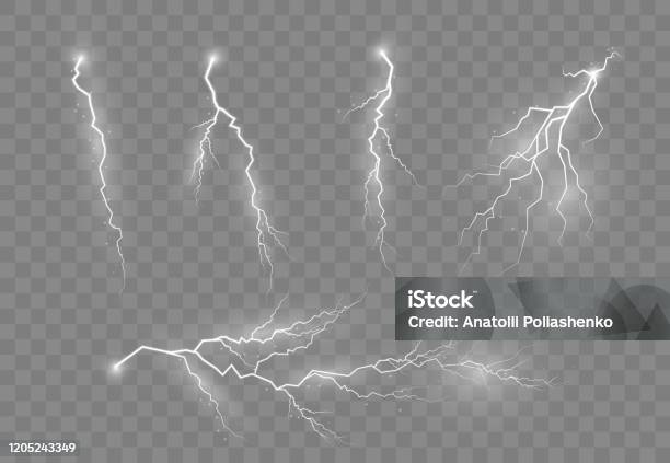Elektrischer Blitz Donner Stock Vektor Art und mehr Bilder von Gewitterblitz - Gewitterblitz, Gewitter, Vektor