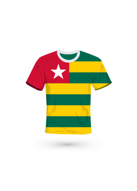 Sport shirt in colors of Togo flag. Vector illustration for sport, championship and national team, sport game Vector illustration for soccer & football, championship and national team, sport game tシャツ stock illustrations