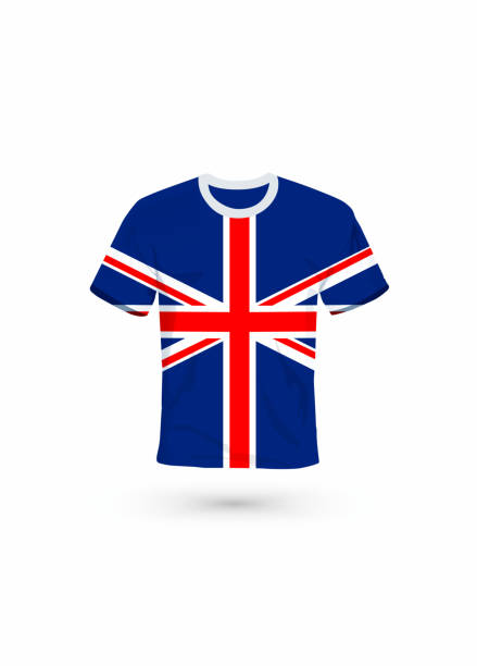 Sport shirt in colors of United Kingdom flag. Vector illustration for sport, championship and national team, sport game Vector illustration for soccer & football, championship and national team, sport game tシャツ stock illustrations