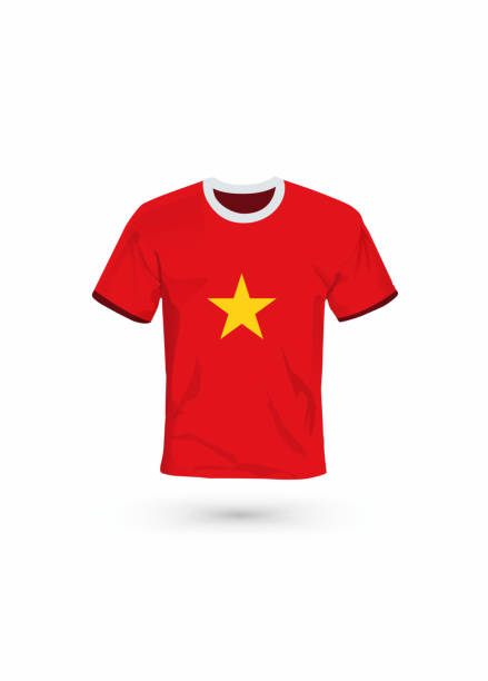 Sport shirt in colors of Vietnam flag. Vector illustration for sport, championship and national team, sport game Vector illustration for soccer & football, championship and national team, sport game tシャツ stock illustrations