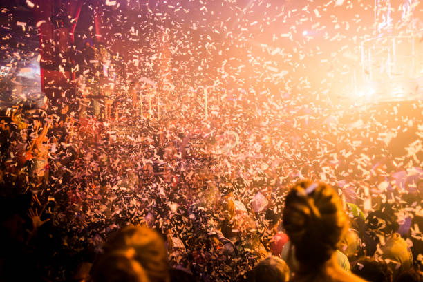 istock Explosive confetti at an entertainment party concert 1205248122