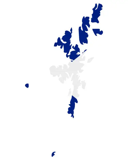 Vector illustration of Flag in map of the Shetland Islands