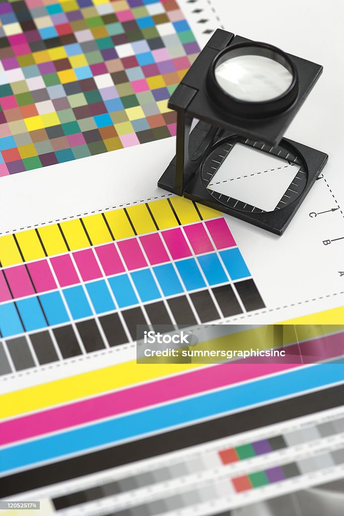 Printing loupe on proof  Analyzing Stock Photo