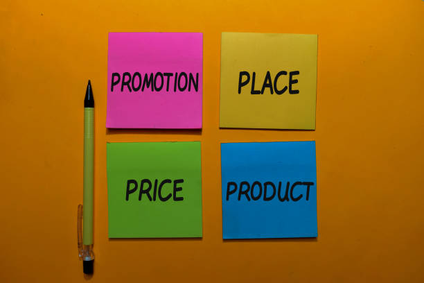 istock Promotion, Place, Price, Product write on sticky notes isolated on Office Desk 1205252434