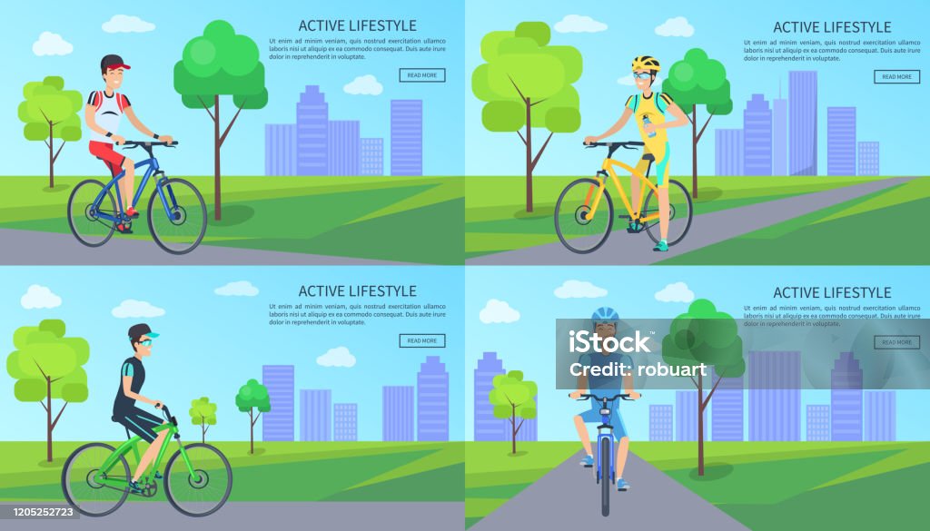 Active Life Graphics Active Lifestyle Web Pages Set Vector Illustration Stock Illustration ...