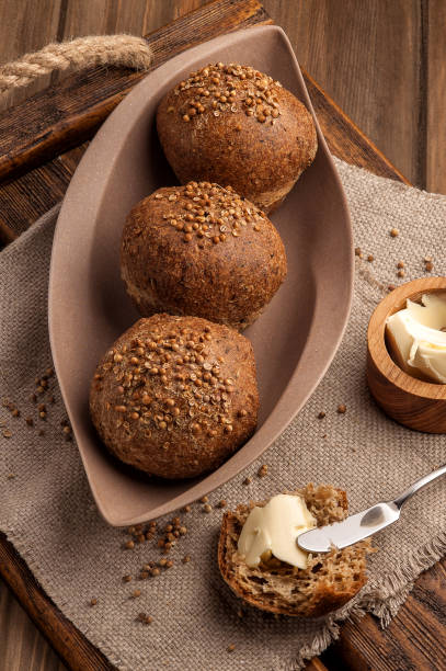 istock Low-carb gluten-free buns baked with coriander seeds 1205256200