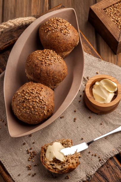 istock Low-carb gluten-free buns baked with coriander seeds 1205256276