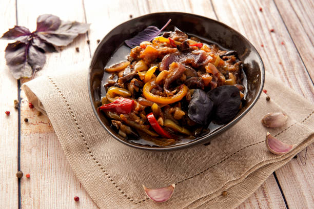 istock Stewed aromatic vegetables in a thick sauce. 1205257503