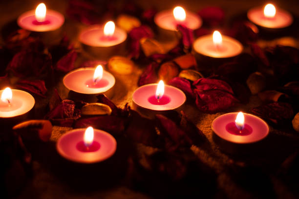 istock Lots of burning aroma candles 1205259081