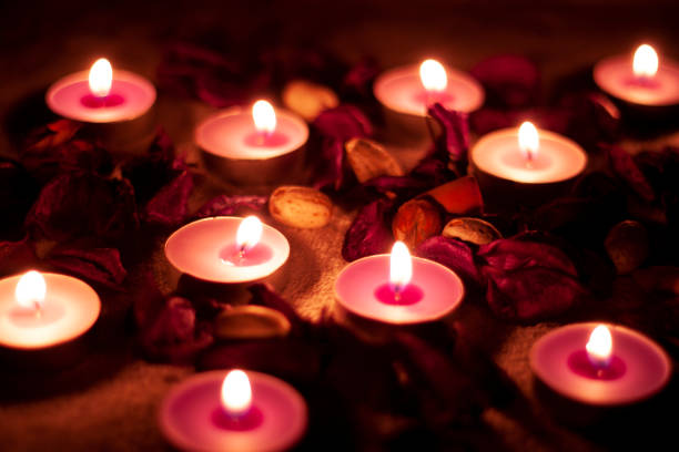 istock Lots of burning aroma candles 1205259140