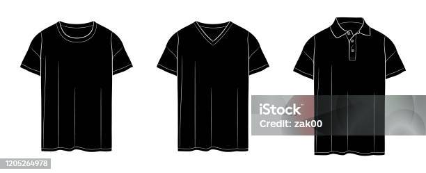 Mens Tshirt Stock Illustration - Download Image Now - Polo Shirt, Template, Blank