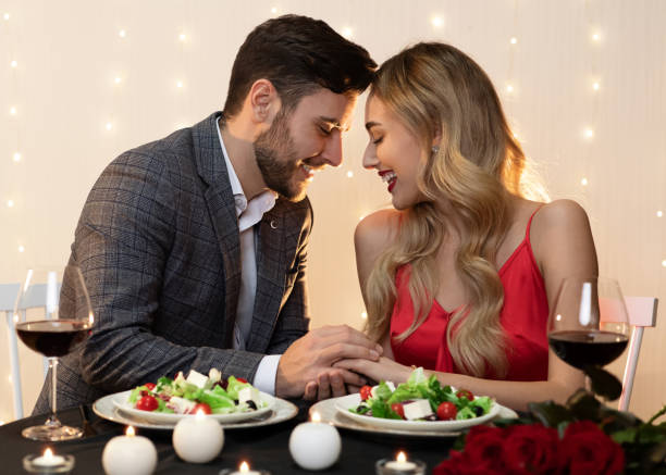 istock Couple In Love Celebrating Valentine's Day In Restaurant, Having Romantic Dinner 1205269963