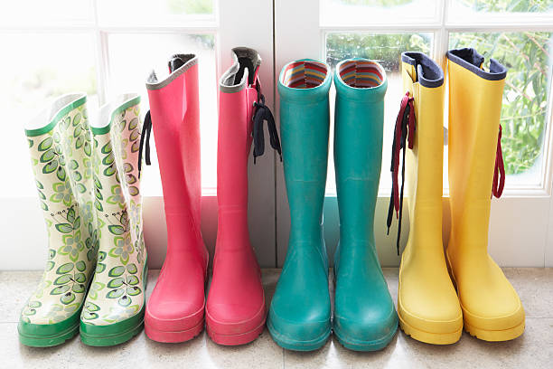 istock Colorful rain boots in a line 120527207