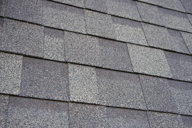 istock Close up view on asphalt roofing shingles background. 1205274781