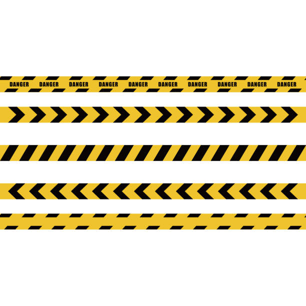 Danger signs. Warning tapes. Caution lines isolated. Vector illustration. Danger stripe signs. Warning tapes. Caution lines isolated. Vector illustration in white background. yellow tape audio stock illustrations