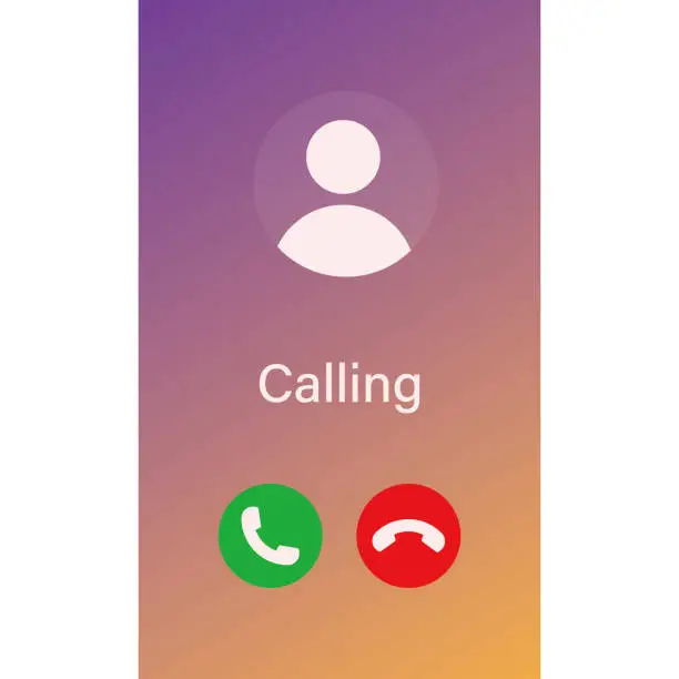 Vector illustration of Incoming Phone Call Screen User Interface UI in smartphone