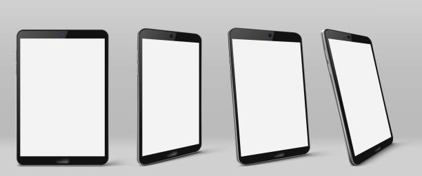 moderner tablet-computer mit leerem bildschirm - produktion tablet stock-grafiken, -clipart, -cartoons und -symbole