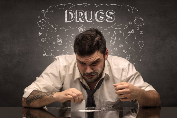 istock Drunk man with drinking, drug, hangover, alcoholic, drugs concept 1205280844