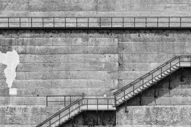 Walkway and stairway on Dam. Architecture background