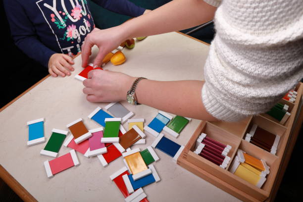 matériel montessori pour enseigner aux enfants - category 5 cable photos et images de collection