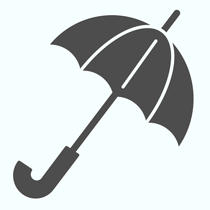 Umbrella solid icon. Opened handle stick for rainy weather. Autumn season vector design concept, glyph style pictogram on white background, use for web and app. Eps 10