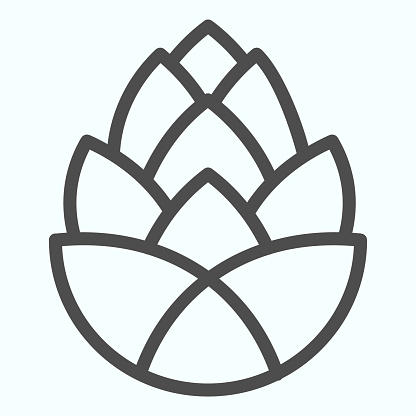 Pinecone brewery plant line icon. One single flower of pine cone. Autumn season vector design concept, outline style pictogram on white background, use for web and app. Eps 10