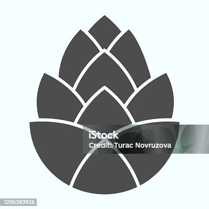 istock Pinecone brewery plant solid icon. One single flower of pine cone. Autumn season vector design concept, glyph style pictogram on white background, use for web and app. Eps 10. 1205283926
