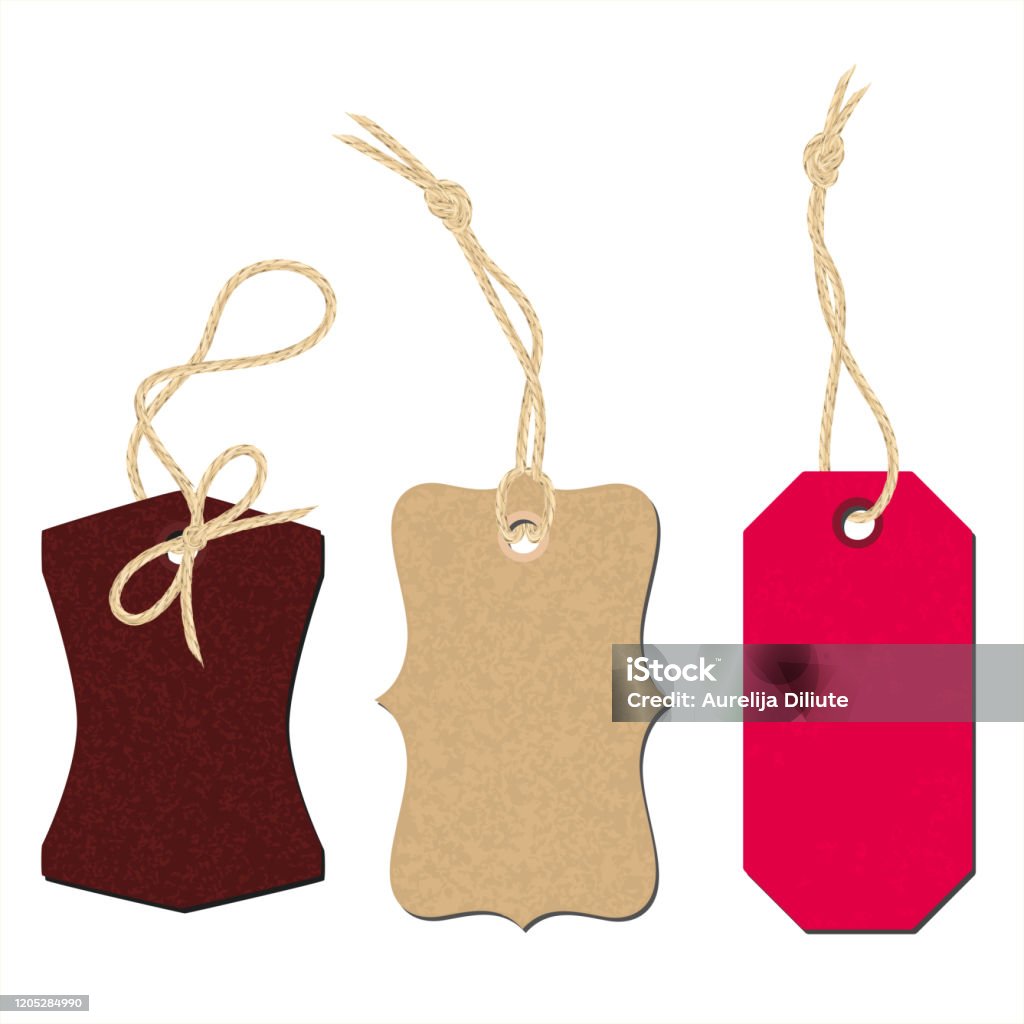 Color String On Tag Linen String Color Tags Stock Illustration - Download Image Now - Blank ...