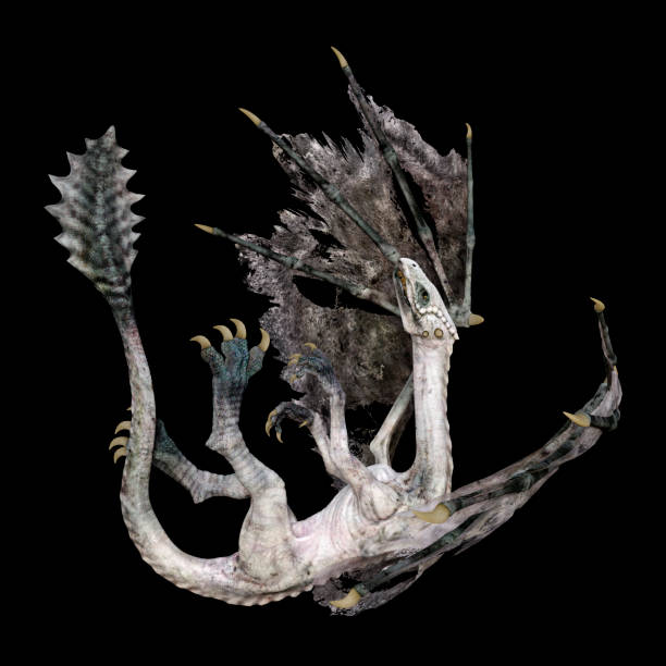 istock 3D illustration fantasy dragon on white 1205285479