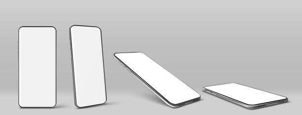 空白の白い画面を持つベクタースマートフォン - 主観点のイラスト素材／クリップアート素材／マンガ素材／アイコン素材