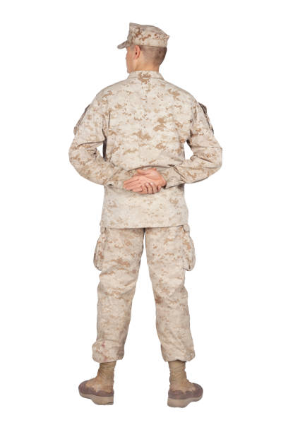 istock Soldier in parade rest position back view shoot 1205286102