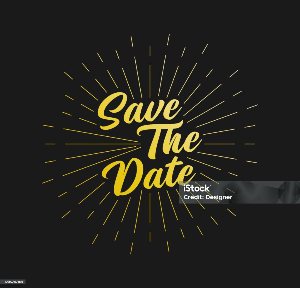 Save The Date Sunburst Line Rays For Greeting Card Poster And Web Banner  Vector Illustration Design Template Stock Illustration - Download Image Now  - Istock