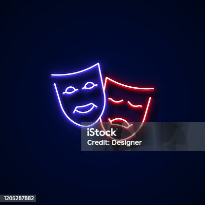 istock Theater Neon Style Icon, Design Elements 1205287882