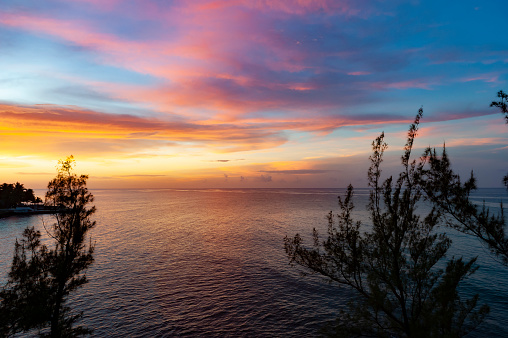 Colorful Tropical Jamaican Paradise Sunset in Ocho Rios, St. Ann Parish, Jamaica