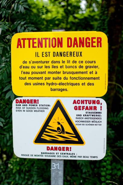 istock Danger sign in Saint-Aignan in Brittany 1205289103