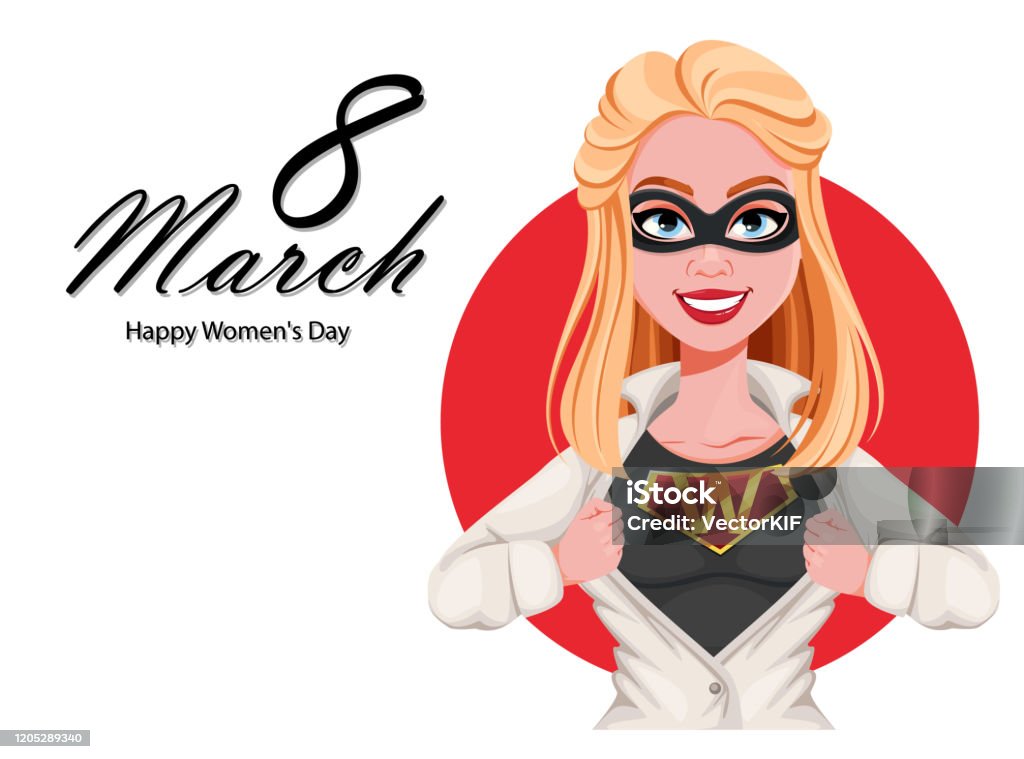 Happy Womens Day Greeting Card Woman Superhero Stock Illustration -  Download Image Now - Superwoman, Superhero, Women - iStock