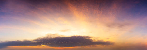 istock Panorama colorful twilight sky and clouds with sunlight, before sunrise or after sunset background 1205289440