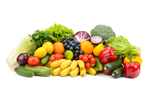 Diferentes frutas y verduras saludables multicolores photo