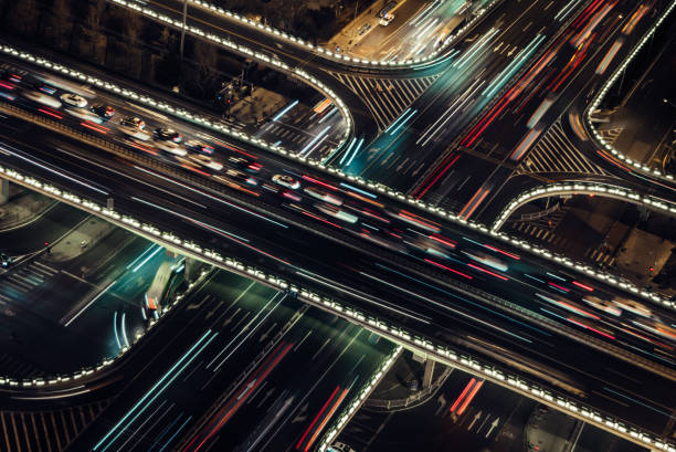 istock Aerial View of Road Intersection at Rush Hour 1205293989