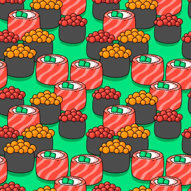 Vector illustration of abstract, asia, asian, background, beautiful, california, cartoon, caviar, chinese, cuisine, culture, delicious, design, diet, dish, eat, element, emotions, exotic, fabric, fish, food, fresh, graphic, green, healthy, icon, illustration, isolated, japan, j