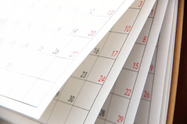 istock Close up of calendar page 1205296876