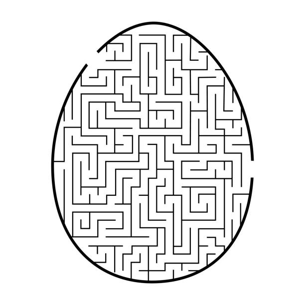лабиринт в яйце. найдите правильный путь. векторная иллюстрация. плоский дизайн. - maze searching simplicity concepts stock illustrations