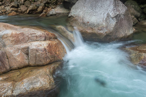 istock beautiful waterfall in green forest in jungle 1205299908