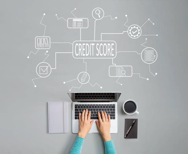 istock Credit score theme with person using laptop 1205300765